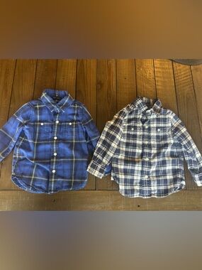 Janie and Jack Boys Plaid Button-Down Shirts - Blue & Navy